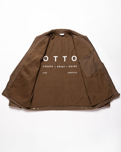 Workers Canvas Heavy Brown Jacket by Otto House – Durable Utility Jacket, Front View