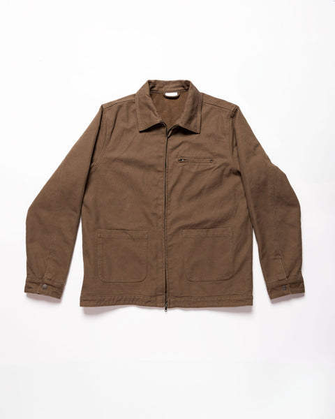 Workers Canvas Heavy Brown Jacket by Otto House – Durable Utility Jacket, Front View